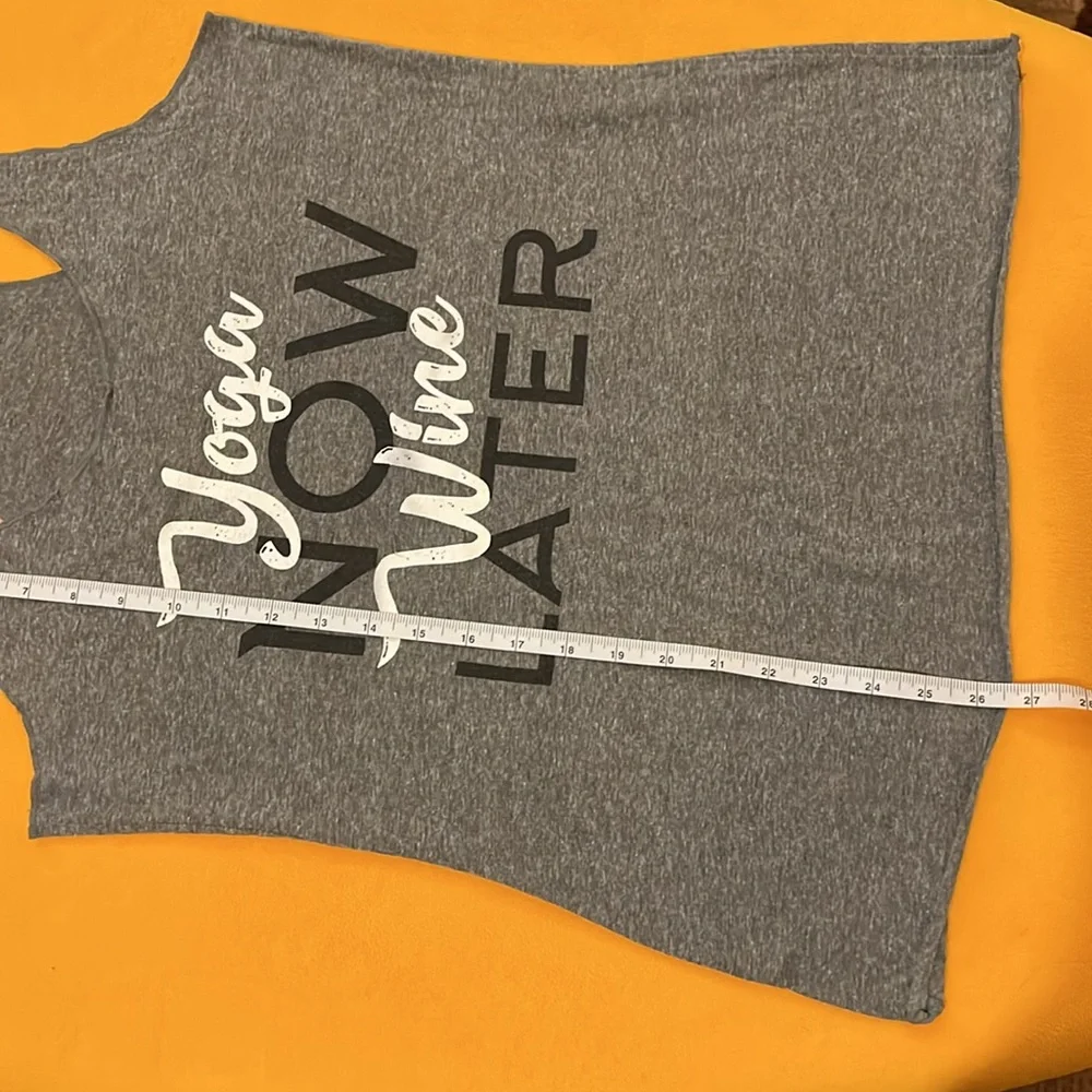 Next Level Apparel women’s yoga tank top. Grey with black and white message. M-L - Picture 9 of 9